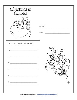 Literature Circles: Cover Page Book Christmas In Camelot Worksheet