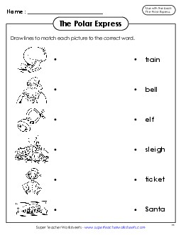 Word-Picture Match Picture Book Polar Express Worksheet