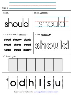 Worksheet 2: Should Sight Words Individual Worksheet