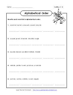 Alphabetical Order (D-14) Spelling D Worksheet