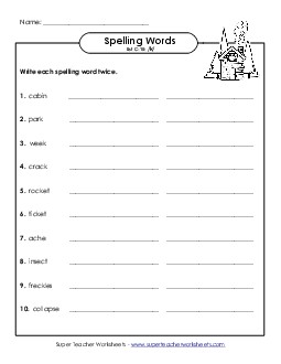 Write Twice (C-15) Spelling C Worksheet