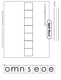 Large Cut-and-Glue: Someone Free Sight Words Individual Worksheet