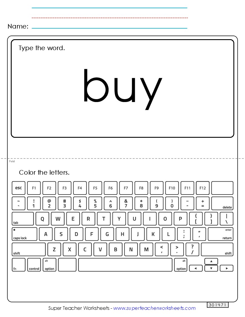 Type the Word: Buy Sight Words Individual Worksheet