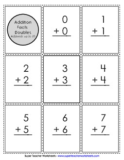 Flashcards: Adding Doubles Addition Worksheet