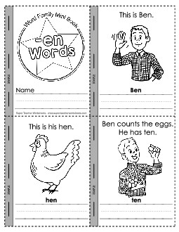 Mini-book: -en Words Word Families Worksheet