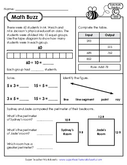 Math Buzz: Week 23 Worksheets 111 through 115 Daily Math Review Worksheet