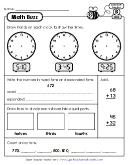 Math Buzz: Week 16 Worksheets 76 through 80 Daily Math Review Worksheet