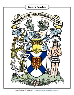 NS Coat of Arms (Full Colour) Canada Worksheet