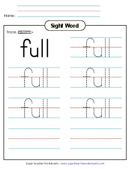 Trace the Word: Full Sight Words Individual Worksheet