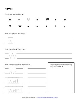 Letter W w - Practice Sheet Alphabet Worksheet