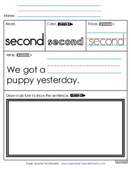 Worksheet 3: Second Free Sight Words Individual Worksheet