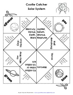 Foldable Game: Solar System Space Worksheet