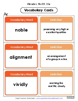 Vocabulary Cards for Part 2  Book Wonder Worksheet