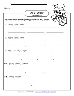 ABC Order - Word Sets (B-8) Spelling B Worksheet