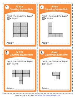 Area: Counting Squares (Easier) Worksheet