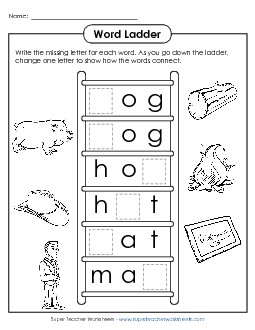 Word Ladder: Short A and Short O Word Ladders Worksheet