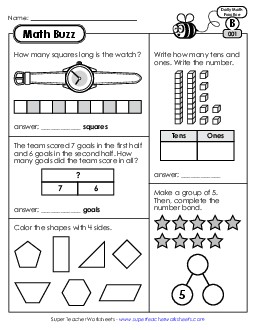 Math Buzz: Week 1 Worksheets 1 through 5 Free Daily Math Review Worksheet