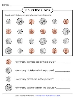 Count How Many Coins 1st Grade Social Studies Worksheet