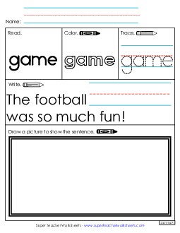 Worksheet 3: Game Sight Words Individual Worksheet