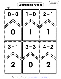 Subtraction Puzzles: Minuends and Subtrahends up to 9 Worksheet