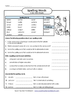 Question Worksheet (D-25) Spelling D Worksheet