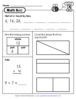 Math Buzz: Week 15 Worksheets 71 through 75 Daily Math Review Worksheet