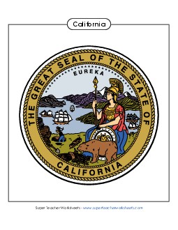 California State Seal (Full-Color Version) States Individual Worksheet