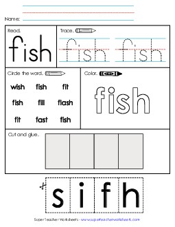 Fish (Sight Word) Sight Words Individual Worksheet