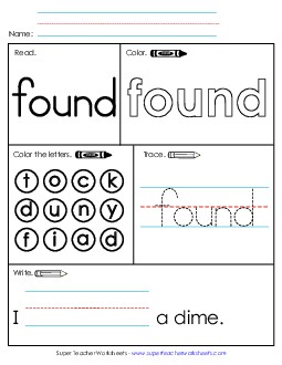 Worksheet 1: Found Free Sight Words Individual Worksheet