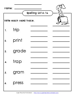 Write Twice (A-16) Spelling A Worksheet