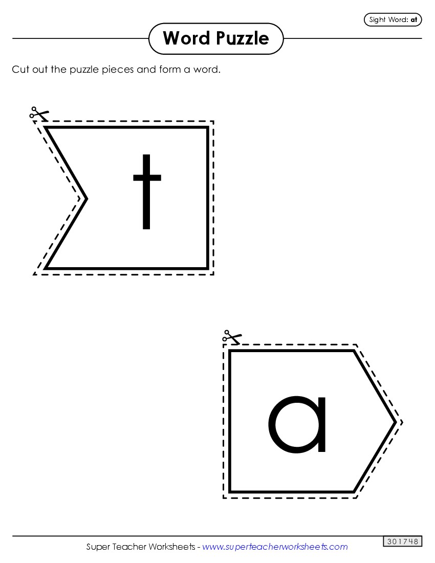 Word Puzzle: At Sight Words Individual Worksheet