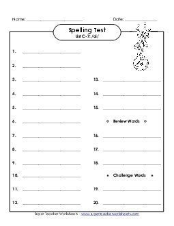 Spelling Test (C-8) Spelling C Worksheet