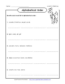 Alphabetical Order (C-Christmas)  Spelling C Worksheet