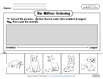 Ordering by Size: Smallest to Largest Picture Book Mitten Worksheet