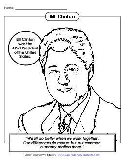 Bill Clinton  Presidents Worksheet