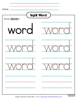 Trace the Word: Word Sight Words Individual Worksheet