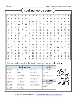 Word Search (D-21) Spelling D Worksheet