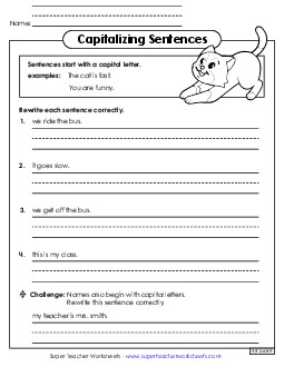 Capitalizing Sentences Capitals Worksheet