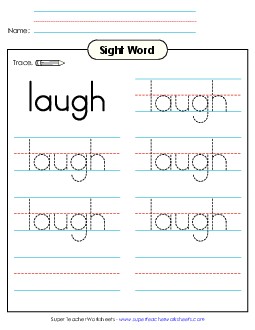 Trace the Word: Laugh Sight Words Individual Worksheet