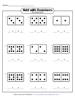 Dominoes - Doubles Facts Addition Worksheet