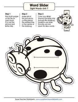 Word Slider (Unit 7) Sight Words Worksheet