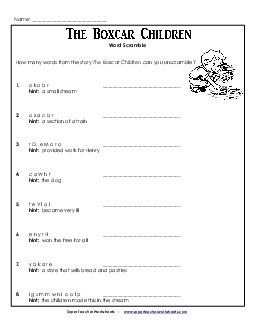 Word Scramble Book The Boxcar Children Worksheet