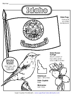 Idaho State Symbols Coloring Page Free States Individual Worksheet