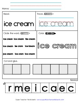 Worksheet 2: Ice Cream Free Sight Words Individual Worksheet