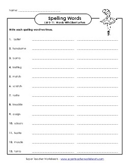 Write Twice (E-11) Spelling E Worksheet