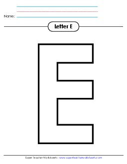 Outline - Uppercase E Alphabet Worksheet