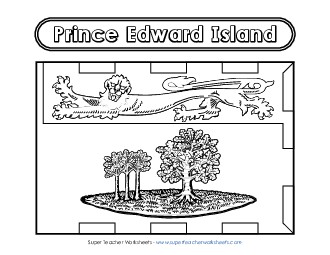 Prince Edward Island Flag (Black & White) Canada Worksheet