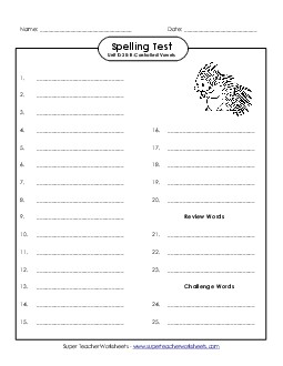 Spelling Test (D-20) Spelling D Worksheet