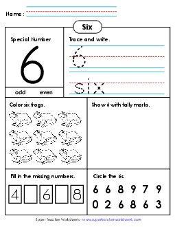 Special Number: Six Counting Worksheet