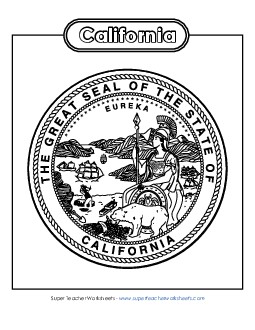 California State Seal (Black & White) States Individual Worksheet